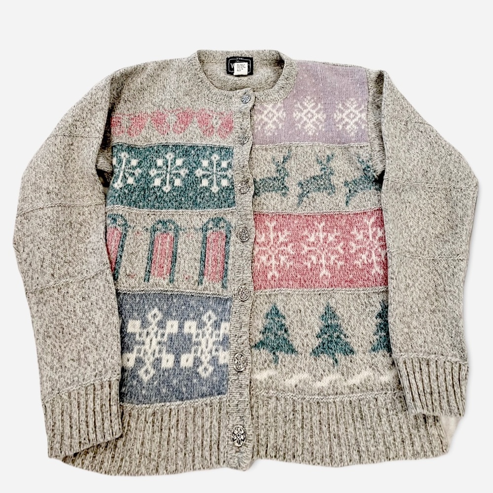 Woolrich Wool Winter Scenes Cardigan Sweater Sz S